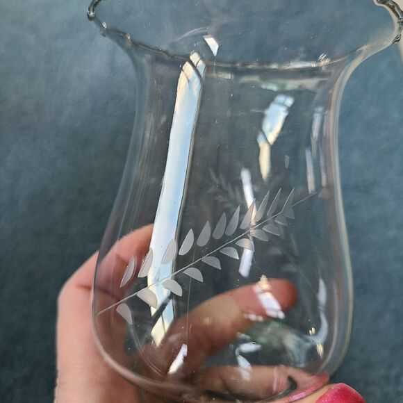 Vintage Home Interiors Clear Glass Etched Wheat Votive Tealight Peg Light Holder - Picture 6 of 10